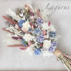 dry flower bouquet   ウエディング　55センチ 贈り物　花束　ドライフラワー　スワッグ  G 1枚目の画像
