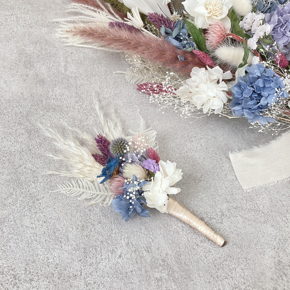 dry flower bouquet   ウエディング　55センチ 贈り物　花束　ドライフラワー　スワッグ  G 7枚目の画像