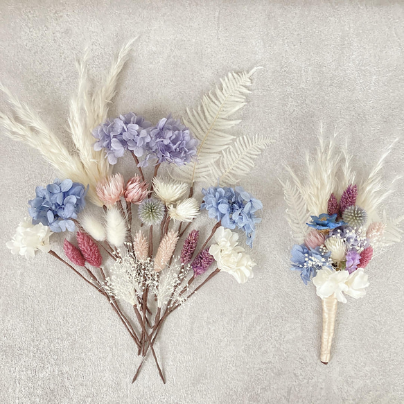 dry flower bouquet   ウエディング　55センチ 贈り物　花束　ドライフラワー　スワッグ  G 8枚目の画像