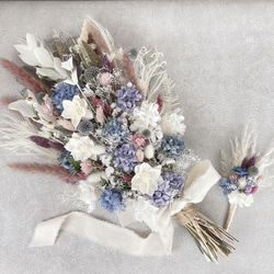 dry flower bouquet   ウエディング　55センチ 贈り物　花束　ドライフラワー　スワッグ  G 6枚目の画像