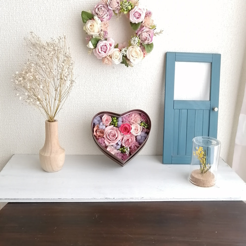 ハート型♡】プリザーブドフラワーのボックスフラワー ギフト