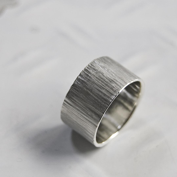 つや消し縦槌目 シルバーフラットリング 10.0mm幅 MATTE VERTICAL｜SILVER RING｜672 2枚目の画像