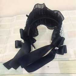 ハンドメイド ヘッドドレス カチューシャ ロリータ 黒ベース 6枚目の画像