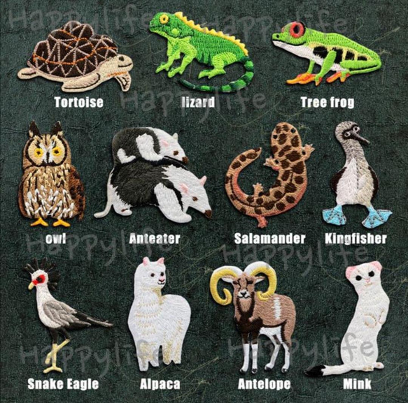 11枚入　可愛い動物たち　刺繍アイロンワッペンセット 1枚目の画像