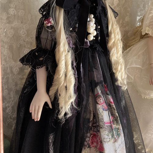 創作ビスクドール人形 黒いロングドレスの女の子 その他人形