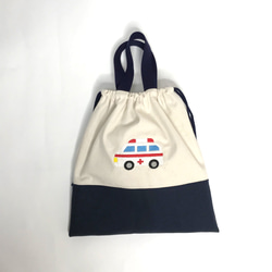 入園入学準備　刺繍　レッスンバッグ　シューズ入れ　体操服袋　消防車救急車パトカー　3点セット 8枚目の画像