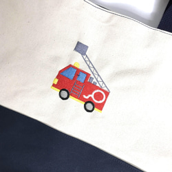 入園入学準備　刺繍　レッスンバッグ　シューズ入れ　体操服袋　消防車救急車パトカー　3点セット 3枚目の画像