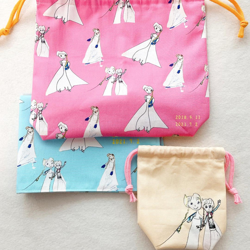 子供の絵で作る・お弁当袋セット：お弁当袋+コップ袋+ランチョンマット