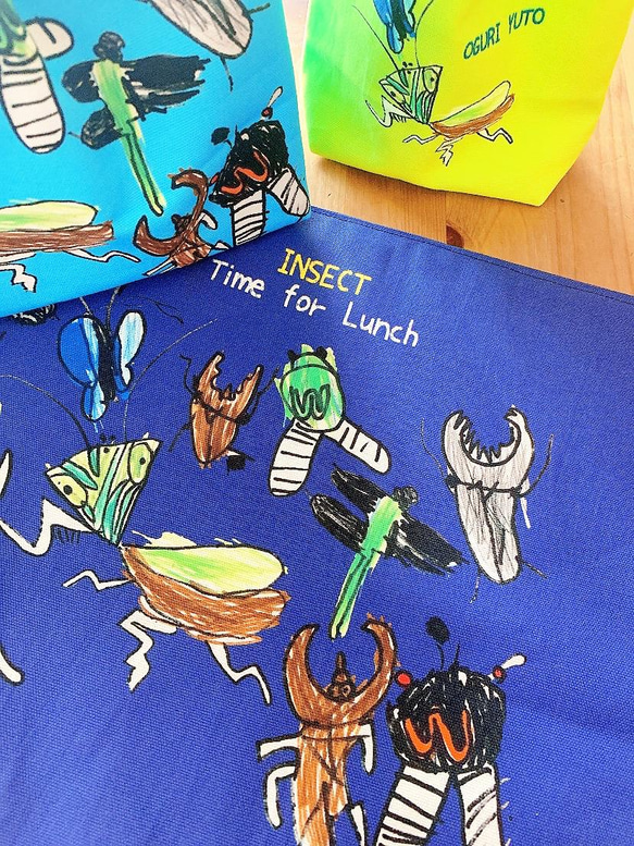 子供の絵で作る・お弁当袋セット：お弁当袋+コップ袋+ランチョンマット1枚 11枚目の画像