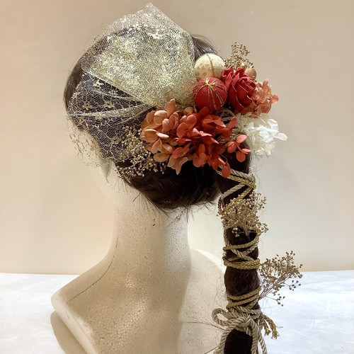 結婚式成人式卒業式髪飾りヘアアクセサリープリザーブドフラワー