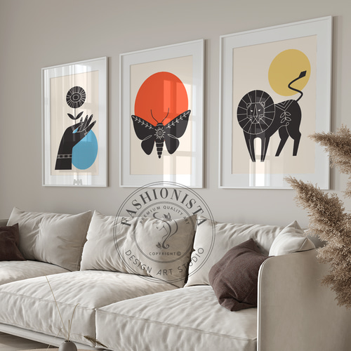 アートポスター 抽象アニマル＆モダンデザイン 3枚セット 3844 写真  