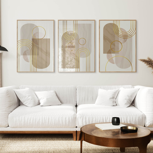アートポスター ミニマル ゴールドライン 北欧インテリア ベージュ