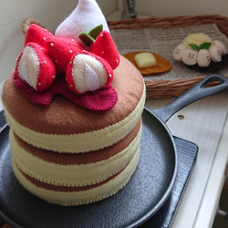 【受注制作】フェルト おままごと ホットケーキ(パンケーキ)セット 4枚目の画像