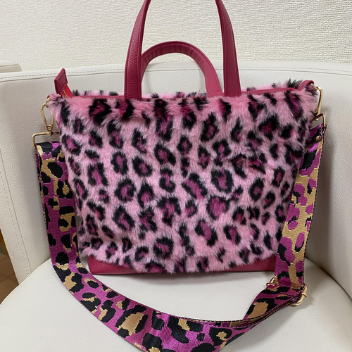 冬在庫処分セール ヒョウ柄フェイクファー＆合皮 ショルダーorトート