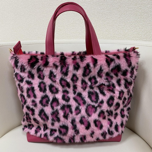 冬在庫処分セール ヒョウ柄フェイクファー＆合皮 ショルダーorトート