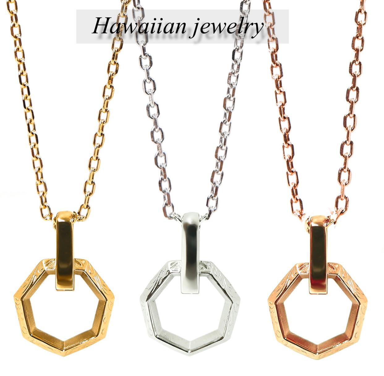 七角形 スクエア ネックレス ペア ハワイアンジュエリー 重ね付け　カレイキニ　リゾート　ユニセックス　カップル