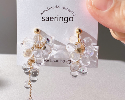 レジン イヤリング クリア リボン 48c536c2c88ae036493b1da2cda50d