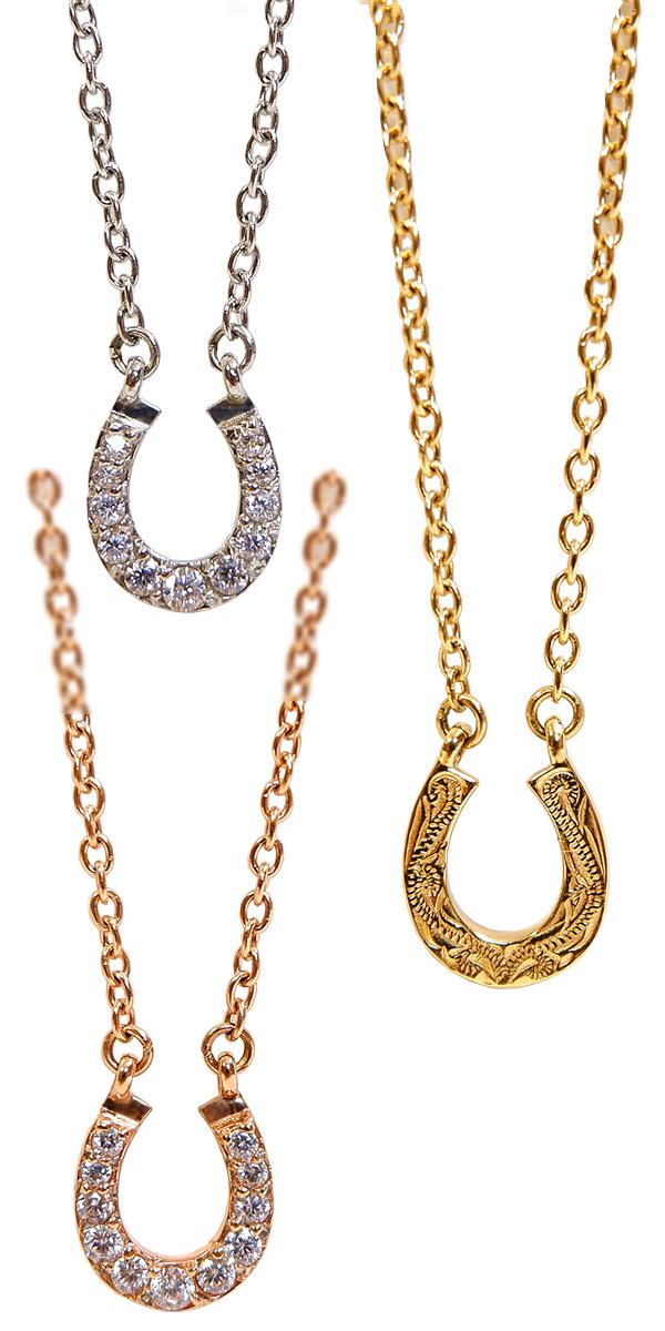 ホースシュー　ハワイアンジュエリー　ネックレス　レディース　ギフト　ジルコニア　重ね付け　ギフト　シンプル　華奢