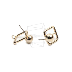 ERG-1964-G【2個入り】ボールスクエア ピアス/Ball  Square Post Earring 3枚目の画像