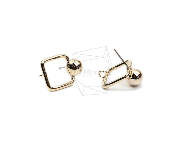 ERG-1964-G【2個入り】ボールスクエア ピアス/Ball  Square Post Earring 2枚目の画像