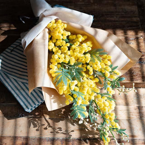 3.ミモザブーケスワッグ ミモザとラベンダー〇北海道小花たちのナチュラルスワッグ 30cm ドライ