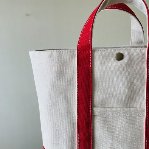 帆布トートバック MLサイズ キナリ×レッド トートバッグ KATA＋ 