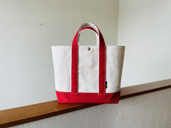 帆布トートバック MLサイズ キナリ×レッド トートバッグ KATA＋ 