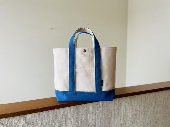 帆布トートバック MLサイズ キナリ×ブルー トートバッグ