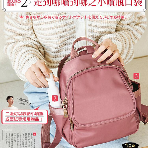 軽量7ポケット ナイロン ミニリュック 背面フアスナー(ブラック 軽量7ポケット ナイロン ミニリュック 背面フアスナー(ブラック