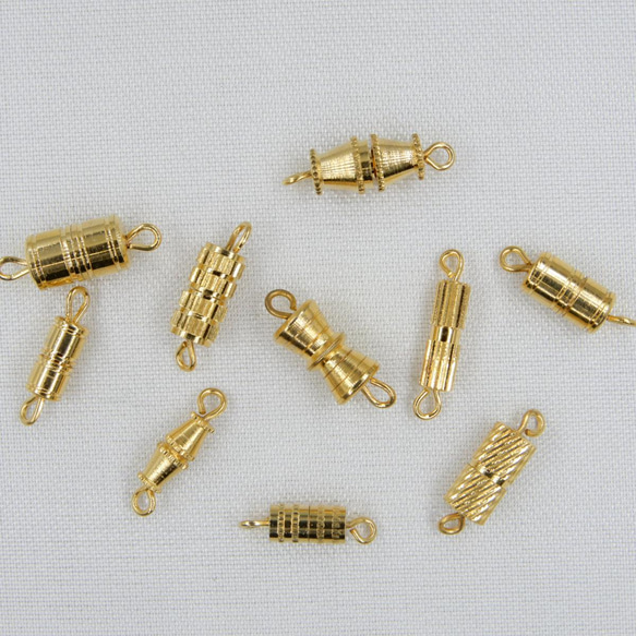 カン付き　クラスプ　ネジ式　10ヶ　ネックレス　留め具　接続金具　ゴールド 1枚目の画像