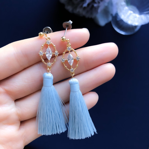 特別価格【シンデレラ】ブルーカラーオパール他チャームピアスイヤリング