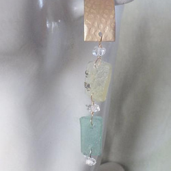 Roman-Glass & Herkimer Rectangle Earrings ☆ローマングラス☆チタン 3枚目の画像