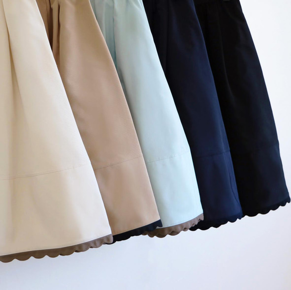 [有新的春季顏色♪您可以選擇長度！ ] 羅緞塔夫綢下擺扇貝蓬鬆裙[餅乾x黑色] 第10張的照片