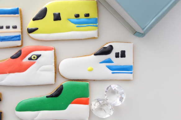 新幹線 アイシングクッキー セット ３車両選択 誕生日 ケーキ 飾り 線路 看板 ケーキトッパー 新幹線ケーキ 男の子 10枚目の画像