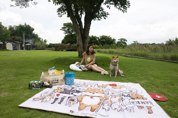 柴犬大學-柴老大愛護動物野餐墊 沙攤墊 加厚防水 柴犬週邊 第1張的照片