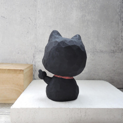 悪役は不運を退却し、面白いかわいい猫のペンホルダーフラワードール黒猫の癒しの手作りの小さな木彫りの装飾を去ります 8枚目の画像