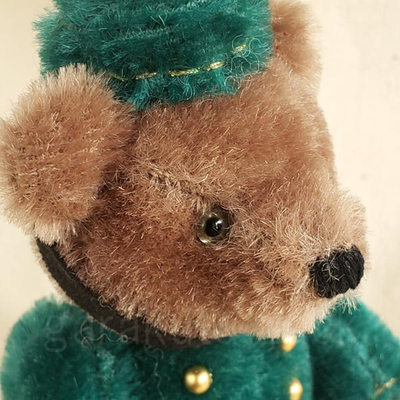 がらくたざっく★☆テディベア/14cm★☆旅行に行きたい！★緑のお洋服を着たポーター BellBoy bear 6枚目の画像