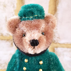 がらくたざっく★☆テディベア/14cm★☆旅行に行きたい！★緑のお洋服を着たポーター BellBoy bear 4枚目の画像