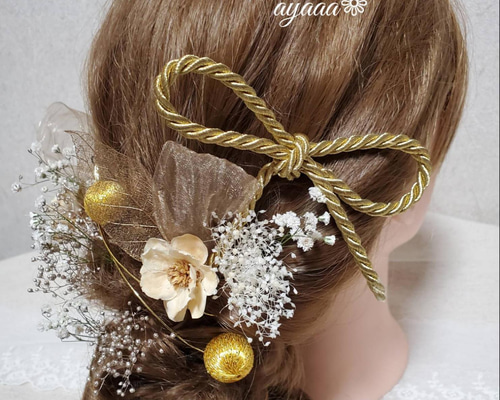 B38☆ 水引 結婚式 色打掛 卒業式 髪飾り 成人式 袴 前撮り 紐 アレンジ ヘッドドレス（アクセサリー）  ayaaa❁⚠プロフィールご確認下さい❢ 通販｜Creema(クリーマ) 13385921
