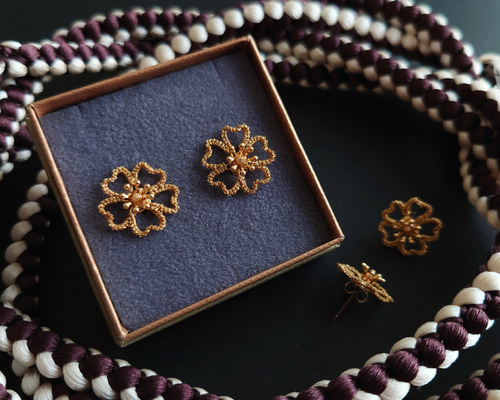 桜 ―咲― ゴールド #321GD ピアス（スタッド・一粒） kanafu 通販
