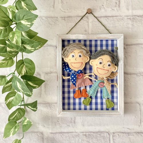 フェルトマスコット ウッドフレーム 壁掛けインテリア 敬老の日ギフト