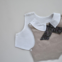 Cross Tie Best Bib & Pumpkin Pants(Beige Linen) 7枚目の画像