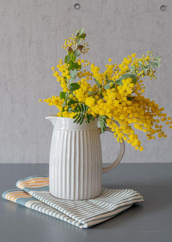 花瓶&フレッシュミモザ】陶器マグとフレッシュミモザの花束をセットで