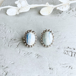 天然石×ボールチェーンピアス（ブルーコッパーターコイズ