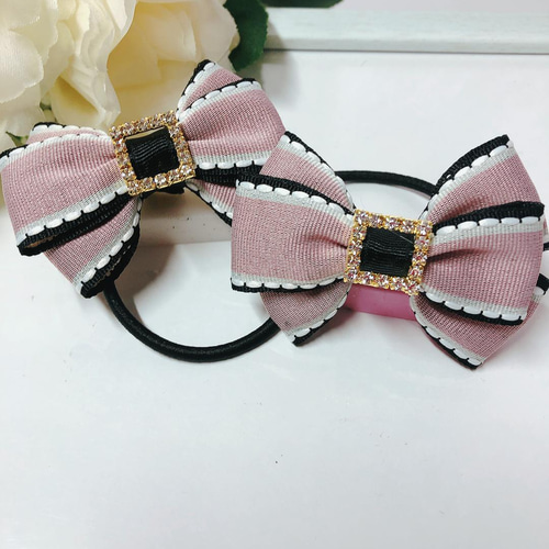 【289】ハンドメイド　リボン　ヘアゴム ハンドメイド リボン ヘアゴム 6個セット ビジュー 撮れにくい