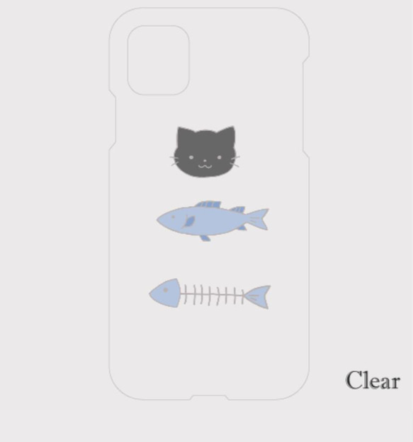 猫とお魚 にゃんこ お魚 iPhoneケース 1枚目の画像