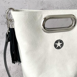 折り畳める☆斜めがけミニ2wayトート：オフホワイト×ブラック 19枚目の画像