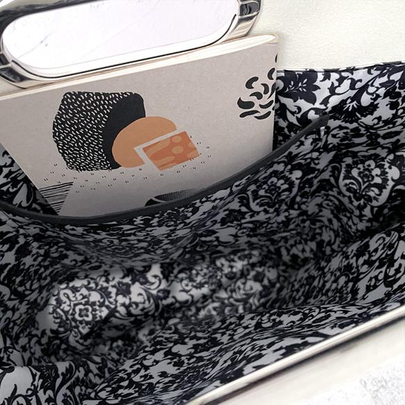 折り畳める☆斜めがけミニ2wayトート：オフホワイト×ブラック 7枚目の画像