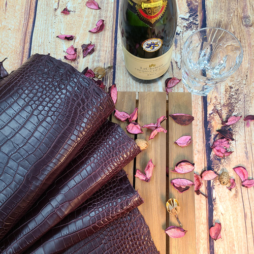 510. タケチ マットクロコ クロコダイル ワニ革 ハンドバッグ ボルドー