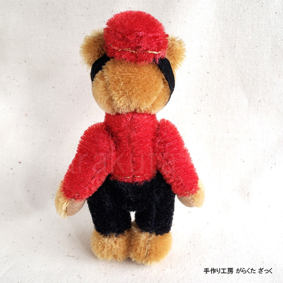 がらくたざっく★☆テディベア/14cm★☆旅行に行きたい！★赤のお洋服を着たポーター　BellBoy bear 8枚目の画像